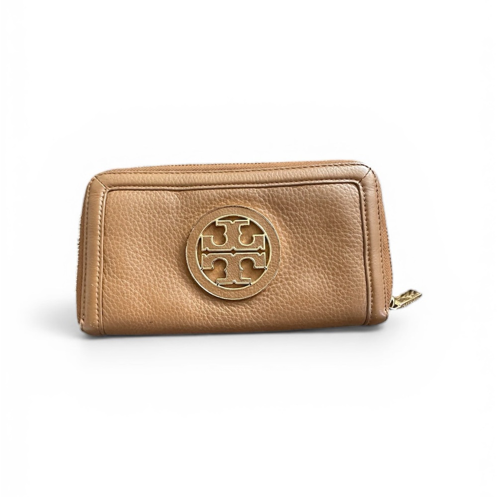 Tory Burch Brown Leather Zip Wallet